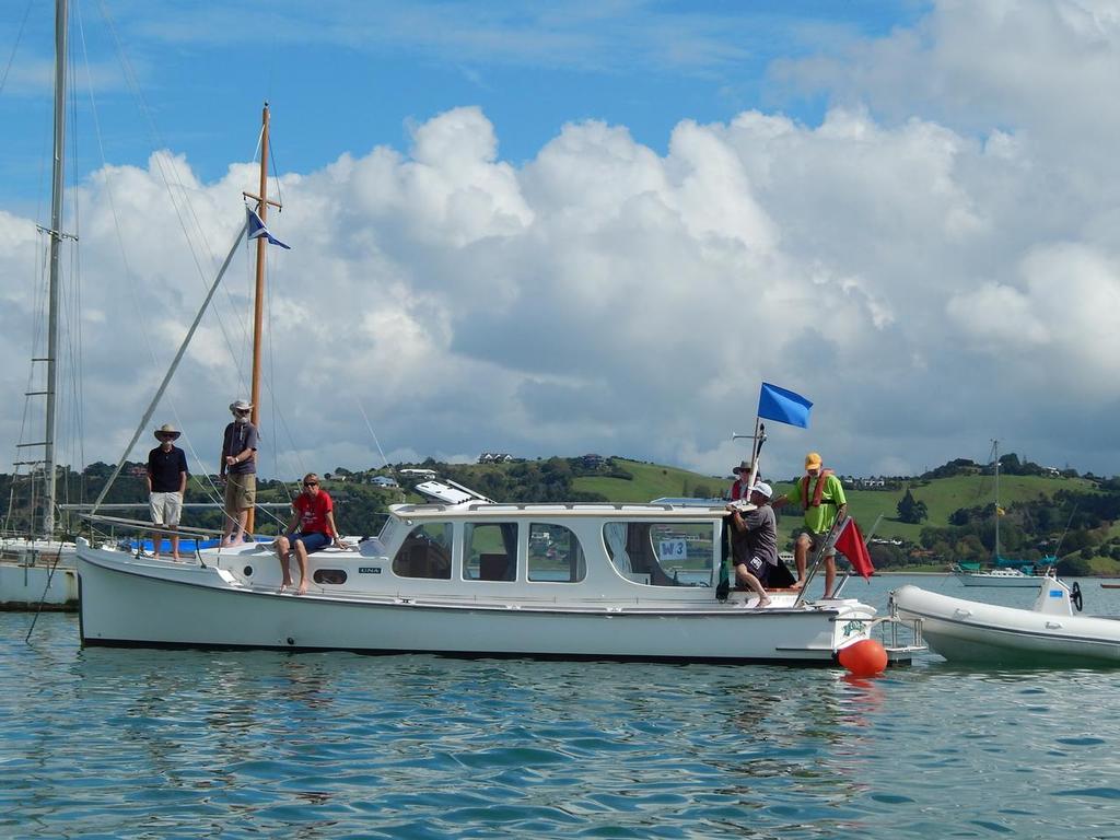 Pleasant sight at the start: committee boat 'Una' and the wonderful volunteers - 2016 Sanders Cup © Ruth WCC